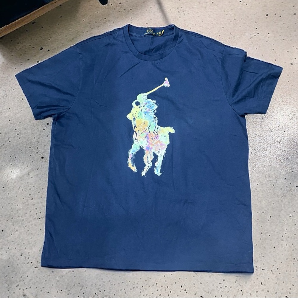 New Polo Ralph Lauren Short Sleeve Watercolor  Tie Dye Horse Polo Player Men 1XB